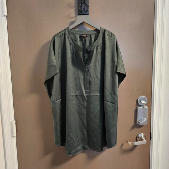 Quince Silk Dolman Tee Green 3X - Picture 1 of 4